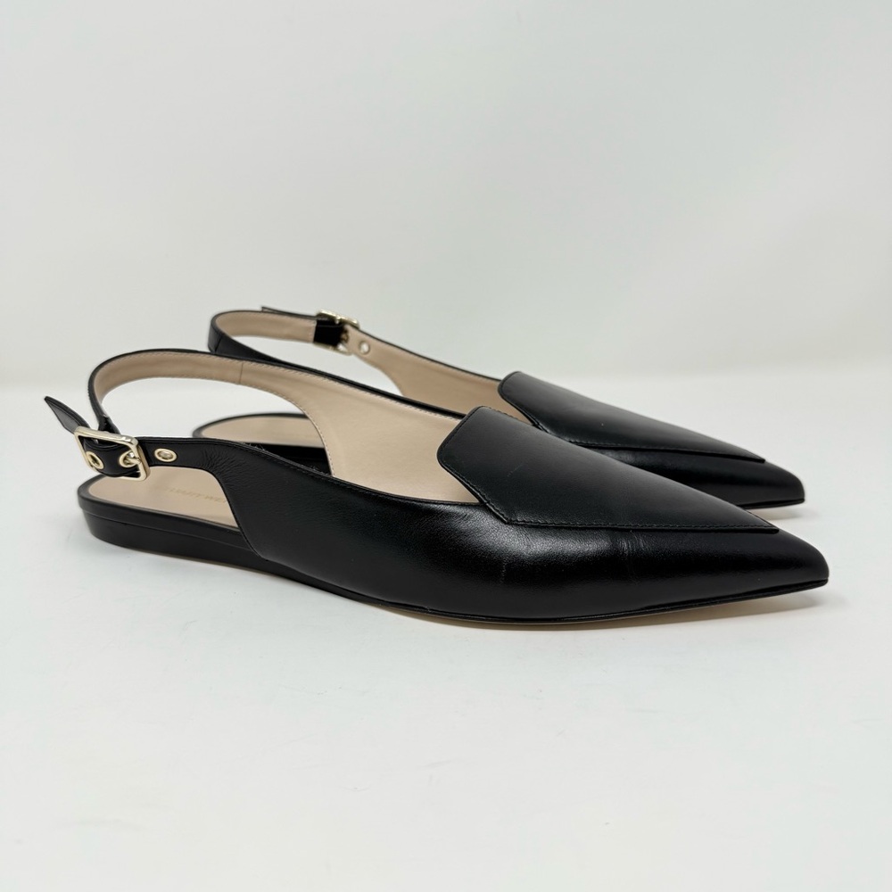 New Stuart Weitzman Ryder Slingback Flat Black Sz 8.5 - Picture 3 of 14
